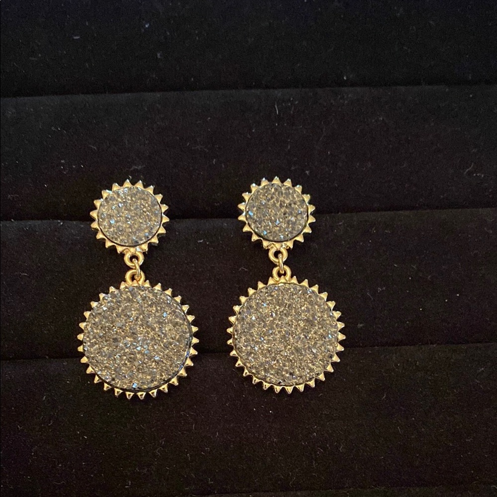 Gold and Silver Double-Circle Drop Earrings